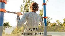  Presentation with confident - Audience pleasing presentation theme consisting of confident young sportsman doing exercices backdrop and a coral colored foreground