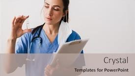  Presentation with ampoule - Audience pleasing slides consisting of confident-young-woman-doctor-specialist backdrop and a light gray colored foreground