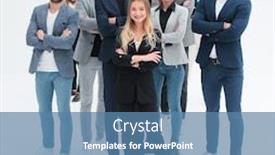  Presentation with confident - Presentation theme enhanced with confident-young-woman-standing background and a teal colored foreground