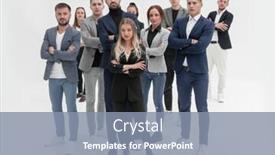  Presentation with confident - PPT theme having confident-young-woman-standing background and a mint green colored foreground