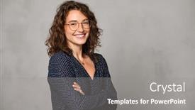  Presentation with eyeglasses - Presentation featuring confident-young-woman-wearing-eyeglasses background and a gray colored foreground