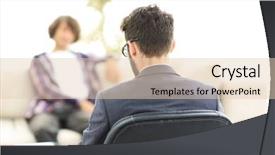  Presentation with lawyer client - Cool new PPT theme with confidential - lawyer advises his client back backdrop and a lemonade colored foreground