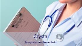  Presentation with record - Beautiful presentation design featuring confidential - photo of a female doctor backdrop and a sky blue colored foreground