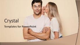  Presentation with young happy couple - Colorful slide deck enhanced with confidential - portrait of a happy young backdrop and a lemonade colored foreground