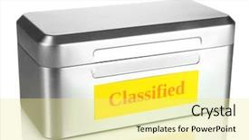  Presentation with information - Beautiful slide deck featuring confidential information in silvery box backdrop and a blonde colored foreground