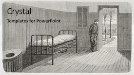  Presentation with psychiatric - Beautiful slide deck featuring institutional desigh - antique illustration of a confinement backdrop and a light gray colored foreground