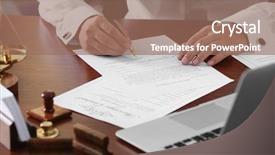  Presentation with public document - Presentation consisting of confirmation - notary public in office signing background and a coral colored foreground