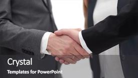  Presentation with handshake - Presentation design having confirmation of the transaction handshake background and a dark gray colored foreground