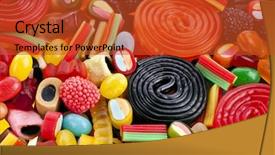  Presentation with jelly - Beautiful slide deck featuring confiserie - assortment of colorful jelly candy backdrop and a red colored foreground