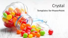  Presentation with colorful - PPT theme with confiserie - colorful candies in jar background and a white colored foreground