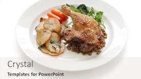  Presentation with bistro - Presentation theme having confit de canard duck confit french bistro dish background and a soft green colored foreground