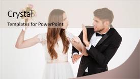  Presentation with conflict - Presentation theme having conflict couple with bouquet white background and a  colored foreground