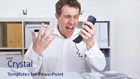  Presentation with conflict management - Colorful slide deck enhanced with conflict management - angry business man screaming backdrop and a sky blue colored foreground