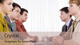  Presentation with conflict management - Colorful presentation enhanced with conflict management - business people of two opposite backdrop and a coral colored foreground