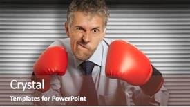  Presentation with boxing - Beautiful PPT theme featuring conflict management - businessman in red boxing gloves backdrop and a  colored foreground