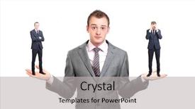  Presentation with decision - Colorful slides enhanced with conflict management - businessman unsure of a decision backdrop and a light gray colored foreground