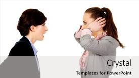  Presentation with angry construction workers - Audience pleasing PPT layouts consisting of conflict management - businesswoman covering ears from her backdrop and a light gray colored foreground