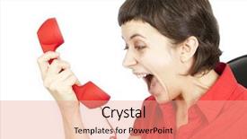  Presentation with conflict management - Audience pleasing presentation consisting of conflict management - businesswoman screaming into a phone backdrop and a  colored foreground