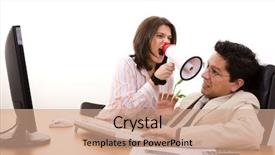  Presentation with conflict management - Beautiful presentation theme featuring conflict management - businesswoman shouting with her office backdrop and a coral colored foreground