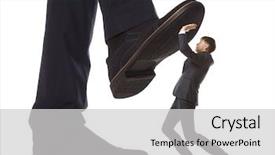  Presentation with conflict - Beautiful presentation theme featuring conflict management - cared small businessman under big backdrop and a light gray colored foreground