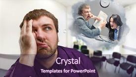  Presentation with ground fighting - Beautiful slide deck featuring conflict management - frustrated man thinks about fighting backdrop and a wine colored foreground