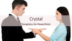  Presentation with conflict management - Slide deck featuring conflict management - isolated young business couple argue background and a lemonade colored foreground