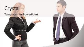  Presentation with formal - Slides having conflict management - mature female in a formal background and a sky blue colored foreground