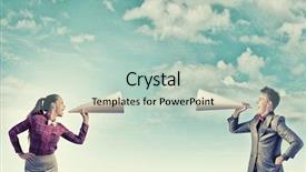  Presentation with blue and orange business people - Cool new PPT theme with conflict management - two business people shouting backdrop and a mint green colored foreground