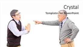  Presentation with angry - Amazing slide set having conflict management - young man begging and angry backdrop and a white colored foreground