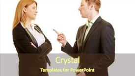  Presentation with negotiation - Amazing slide set having conflict negotiation - two business people arguing backdrop and a tawny brown colored foreground