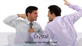  Presentation with second coming - Cool new theme with conflict negotiation - two businessmen coming to blows backdrop and a light blue colored foreground
