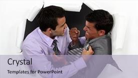  Presentation with drone fire fighting robot - PPT theme consisting of conflict negotiation - two businessmen fighting background and a light blue colored foreground