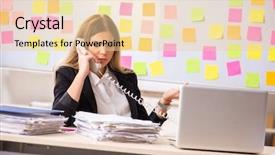  Presentation with concept - PPT layouts enhanced with conflict negotiation - young beautiful businesslady in conflicting background and a  colored foreground