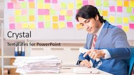  Presentation with employee motviation - PPT theme with conflict negotiation - young handsome employee with many background and a lemonade colored foreground