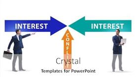  Presentation with conflict - Slide deck having conflict-of-interest-concept background and a white colored foreground