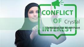  Presentation with conflict - Slide deck having conflict-of-interest-concept background and a mint green colored foreground