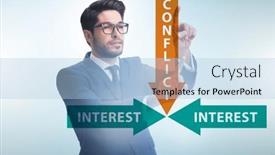  Presentation with conflict - Presentation design having conflict-of-interest-concept background and a light blue colored foreground