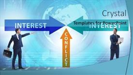  Presentation with conflict - PPT theme enhanced with conflict-of-interest-concept background and a light blue colored foreground
