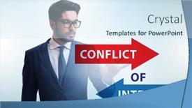  Presentation with conflict - PPT theme having conflict-of-interest-concept background and a sky blue colored foreground