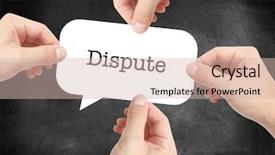  Presentation with dispute - PPT theme having conflict resolution - dispute written on a speechbubble background and a soft green colored foreground