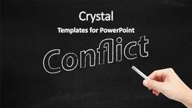  Presentation with conflict resolution - Beautiful slides featuring conflict written on a blackboard backdrop and a black colored foreground