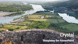  Presentation with rivers - Presentation having albania - confluence of the buna background and a dark gray colored foreground