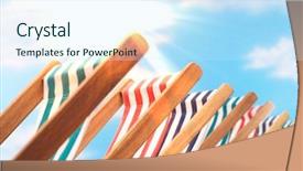  Presentation with chairs - Presentation theme featuring conform - row of deck chairs background and a sky blue colored foreground