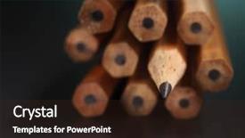  Presentation with pencils blue one yellow - Presentation theme with conformity - one sharpened pencils in row background and a wine colored foreground