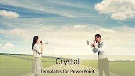  Presentation with love between man and woman - Slide set enhanced with confrontation - quarrel between angry man background and a soft green colored foreground