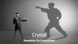  Presentation with karate do - Slide set consisting of confrontation - young karate man confronting background and a  colored foreground