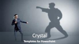  Presentation with shadow - Cool new PPT theme with confrontation - young karate man confronting backdrop and a gray colored foreground