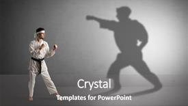  Presentation with shadow - Colorful PPT theme enhanced with confrontation - young karate man confronting backdrop and a gray colored foreground