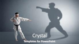  Presentation with shadow - Slides with confrontation - young karate man confronting background and a  colored foreground