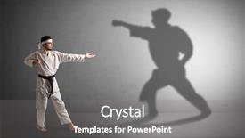 Presentation with shadow - PPT theme consisting of confrontation - young karate man confronting background and a  colored foreground